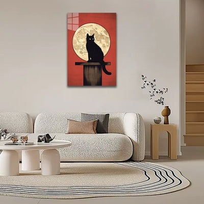 Diamond Painting-Schwarze Katze im Mondlicht