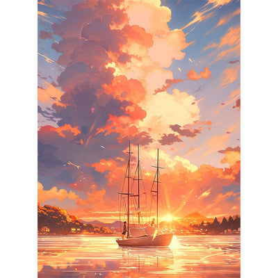 Diamond Painting-Segeln im Abendrot