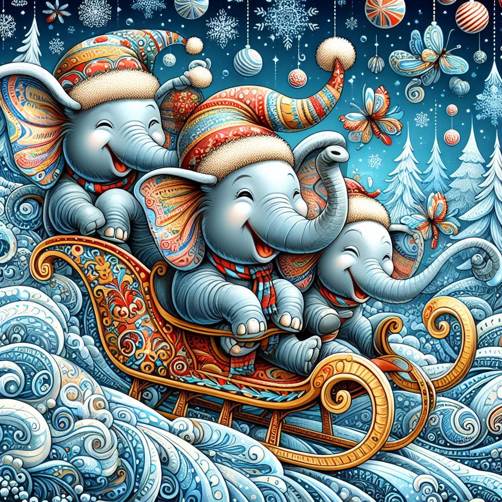 Diamond Painting - Ski fahrender Elefant - diamondspainting