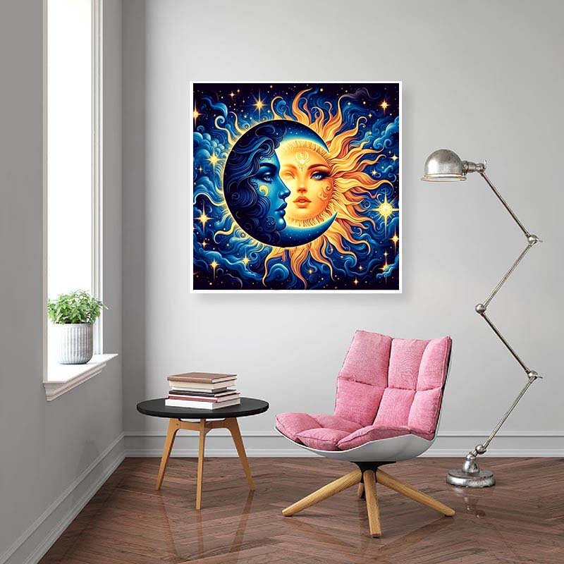 Diamond Painting-Sonne und Mond vereint