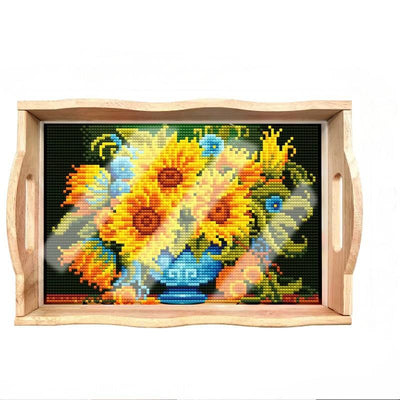 Diamond Painting-Sonnenblumen-Holztablett
