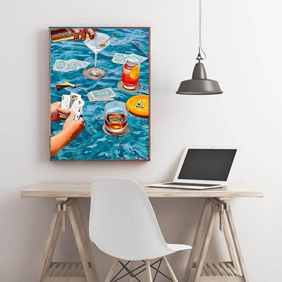 Diamond Painting-Spielkarten und Drinks