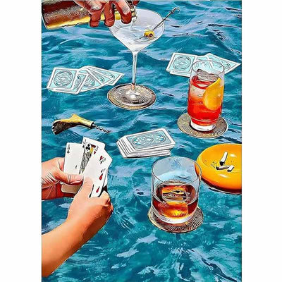 Diamond Painting-Spielkarten und Drinks