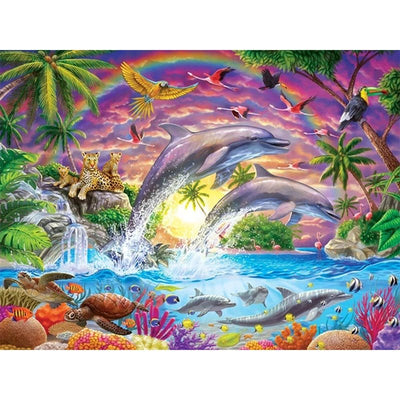 Diamond Painting-Springende Delfine