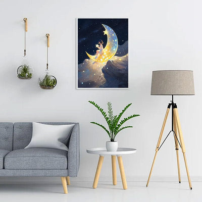 Diamond Painting-Stern-Mond-Mädchen