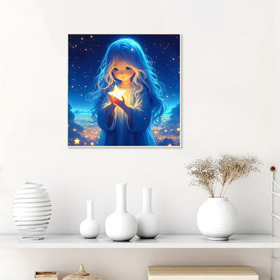 Diamond Painting-Sterne und Mädchen