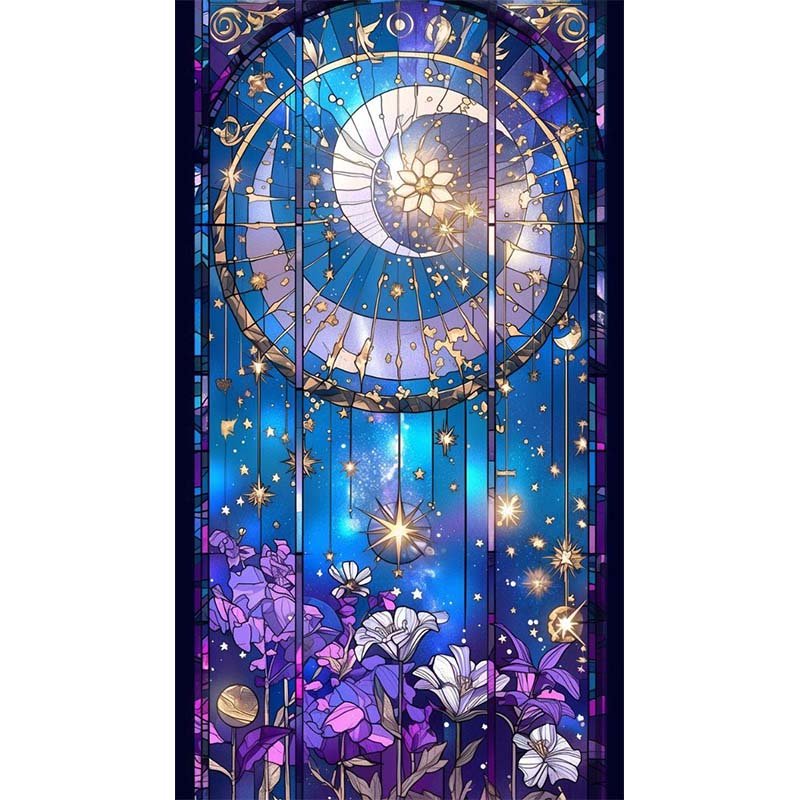 Diamond Painting-Sterne und Mond im Spiegel