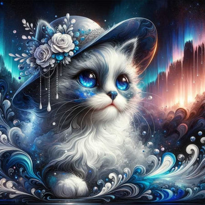 Diamond Painting-Sternenkatze mit Hut