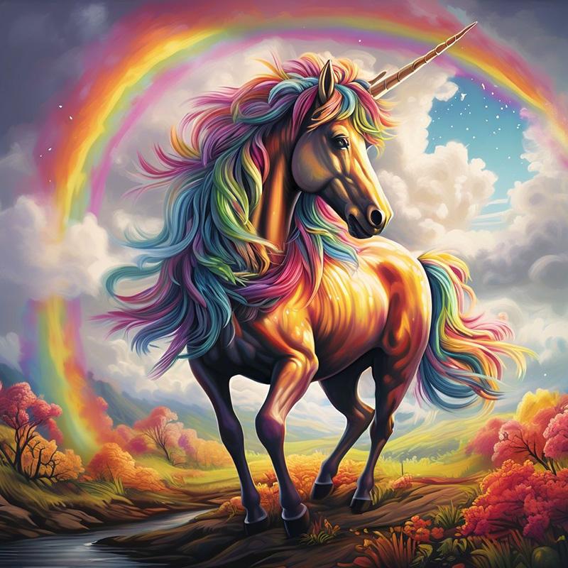 Diamond Painting-Stolzes Regenbogen-Einhorn