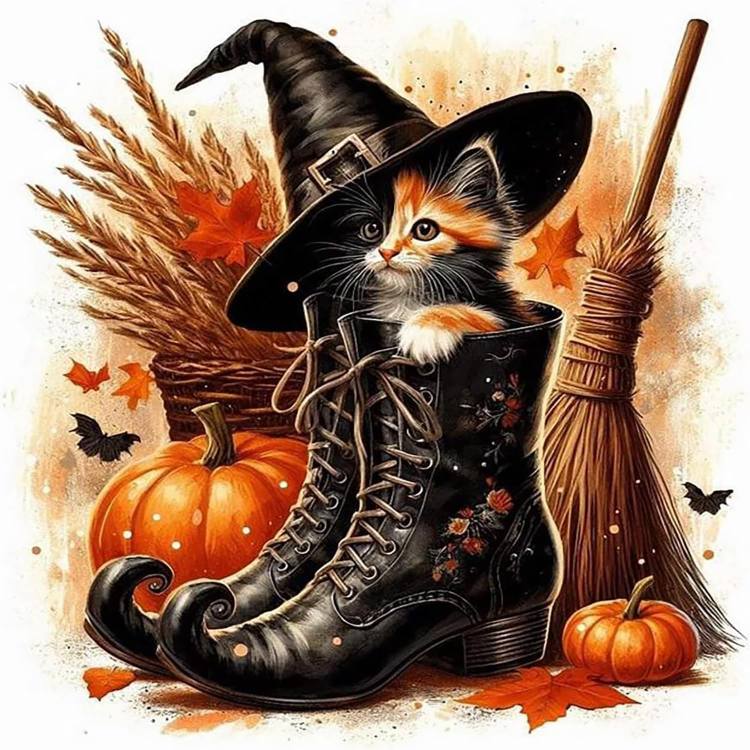 Diamond Painting-Süße Hexenkatze