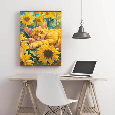 Diamond Painting-Süße Katze unter der Sonne