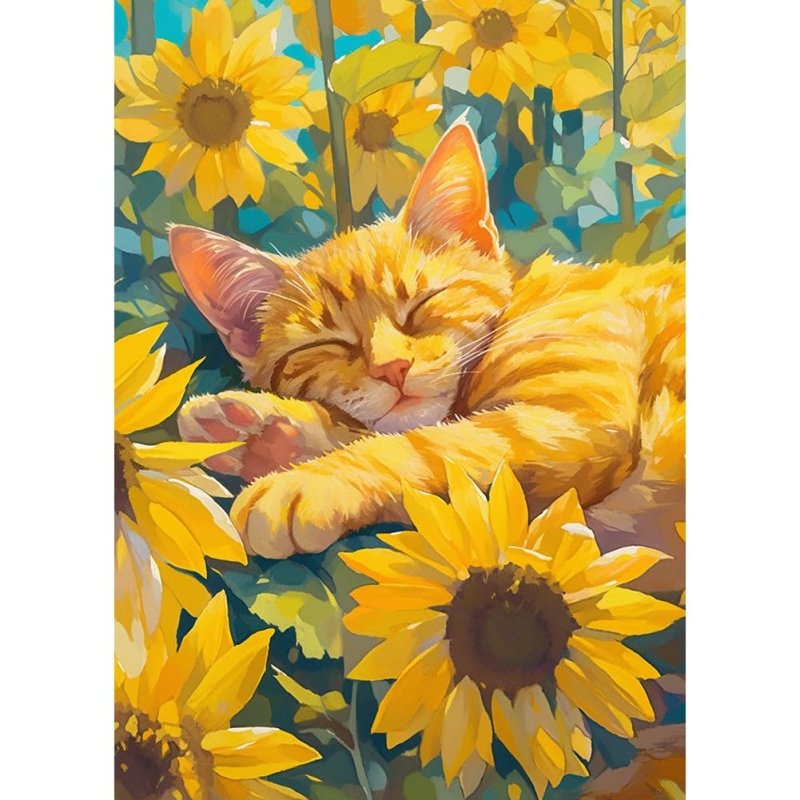 Diamond Painting-Süße Katze unter der Sonne