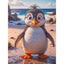 Diamond Painting-Süßer Pinguin am Strand