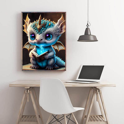 Diamond Painting-Süßer Zauberdrache mit Buch