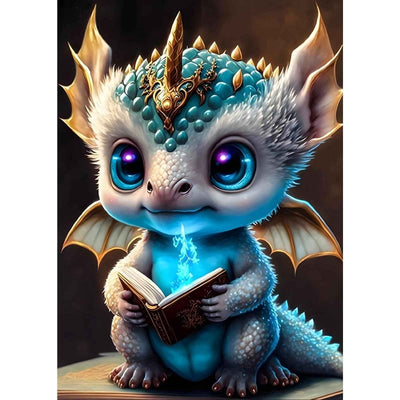Diamond Painting-Süßer Zauberdrache mit Buch