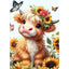Diamond Painting-Süßes Baby-Kalb im Blumenkranz