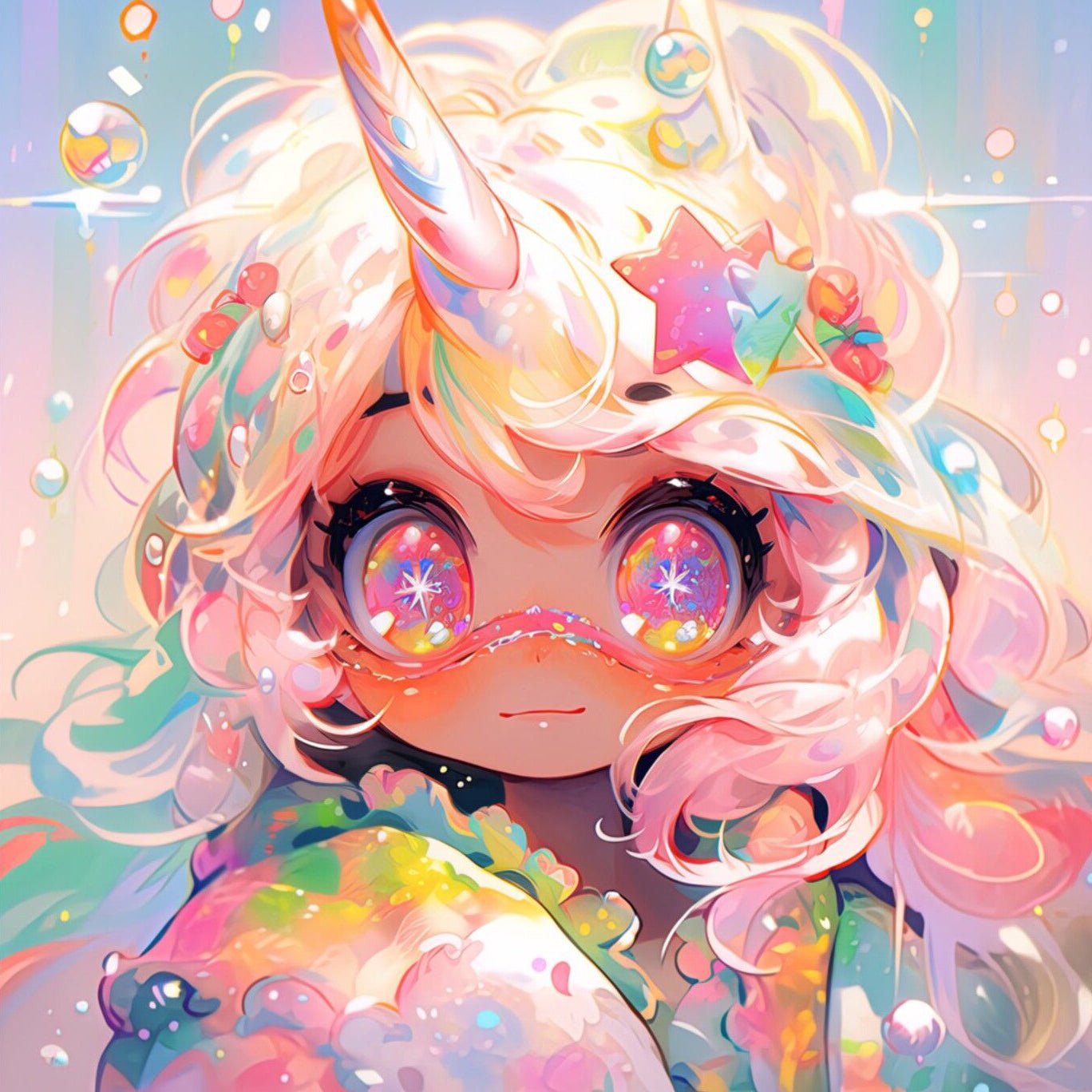 Diamond Painting-Süßes Mädchen mit Hörnern auf dem Kopf - Jetzt bei diamondspainting kaufen