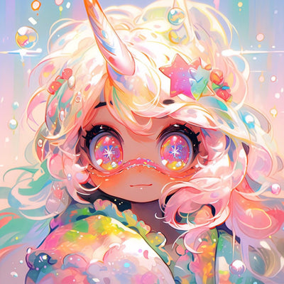 Diamond Painting-Süßes Mädchen mit Hörnern auf dem Kopf - Jetzt bei diamondspainting kaufen