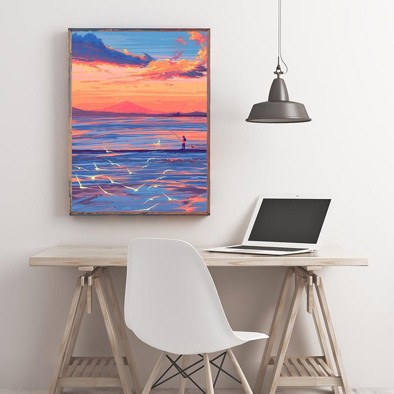 Diamond Painting-Szene am Meer bei Dämmerung