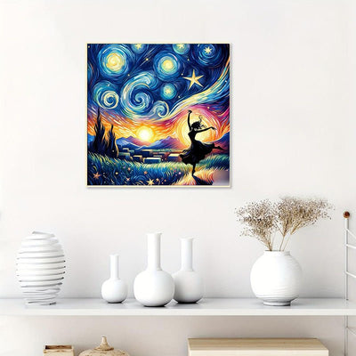 Diamond Painting-Tänzer bei Sonnenuntergang