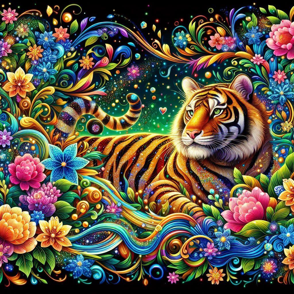 Diamond Painting - Tiger im Garten - diamondspainting