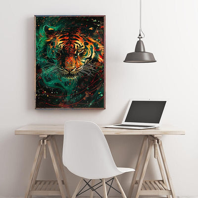 Diamond Painting-Tiger in Flammenfarben