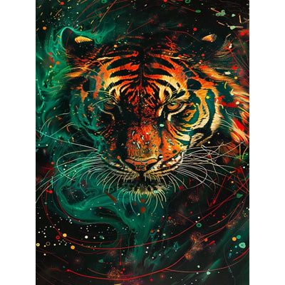 Diamond Painting-Tiger in Flammenfarben