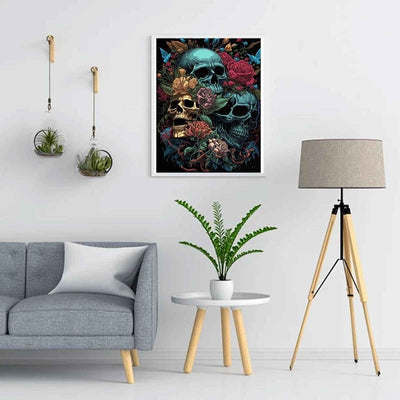 Diamond Painting-Totenköpfe und Rosen