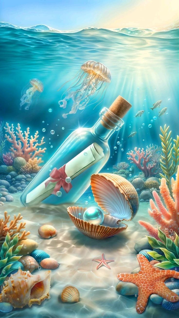 Diamond Painting - Unterwasser - Nachrichtflasche - diamondspainting