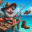 Diamond Painting-Verrückte Angler und der Stiefel-Fisch
