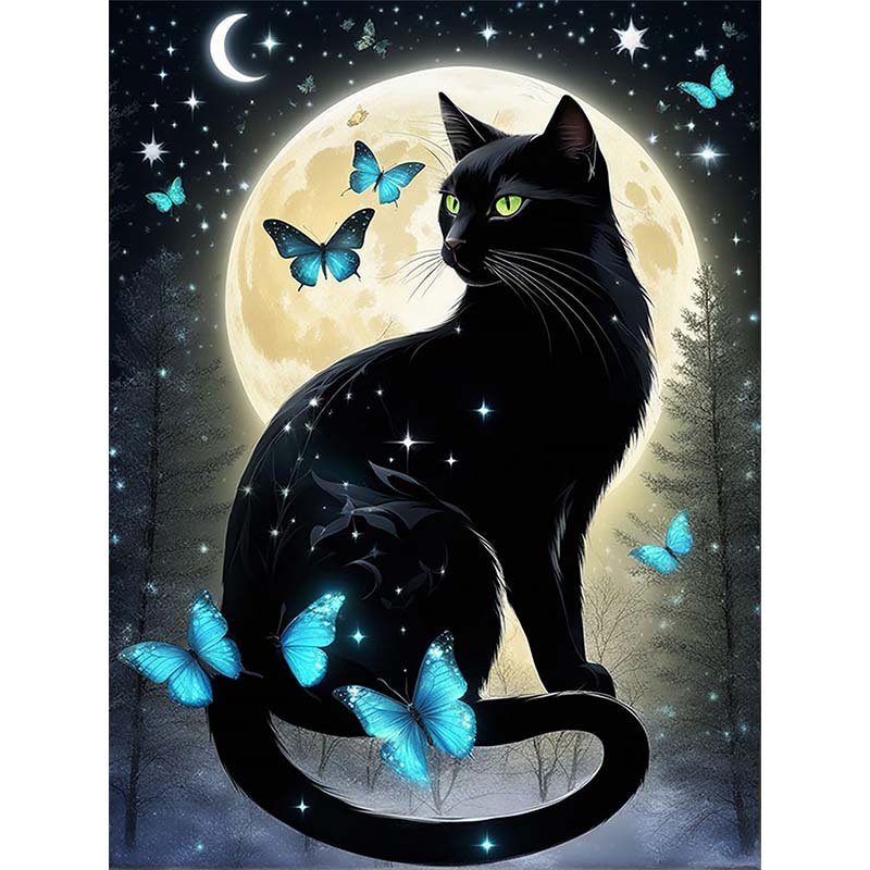 Diamond Painting-Verzauberte Katze im Sternenhimmel