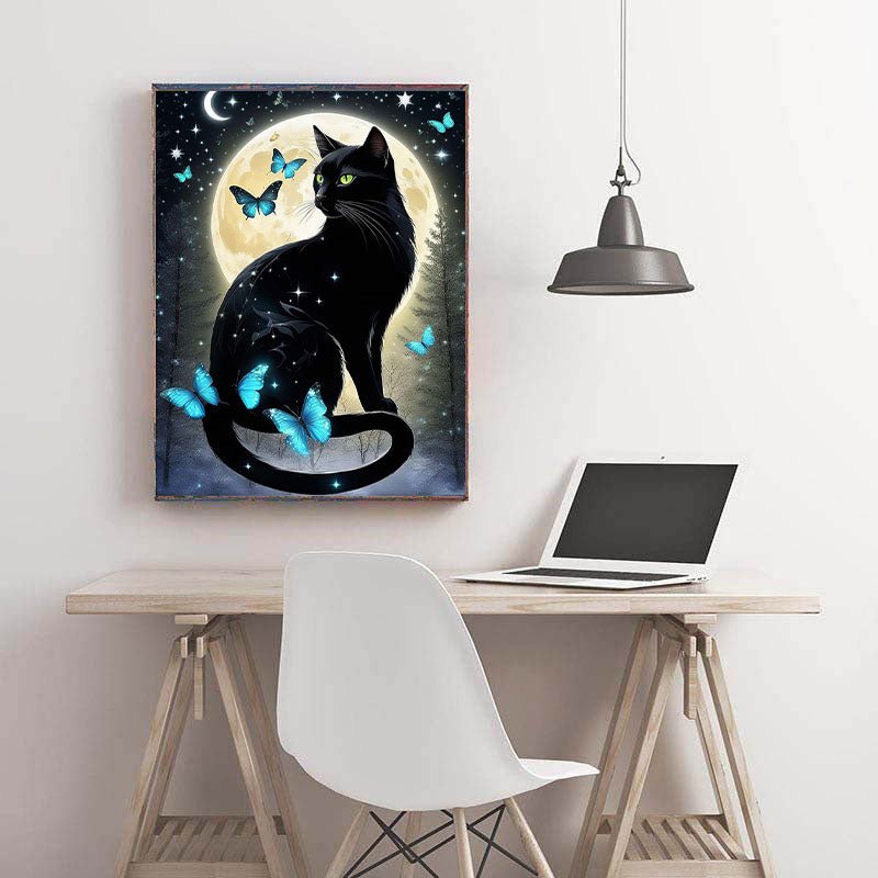 Diamond Painting-Verzauberte Katze im Sternenhimmel