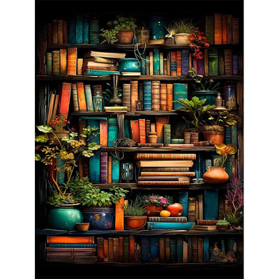 Diamond Painting-Vintage Bücherrega