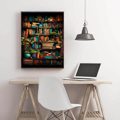 Diamond Painting-Vintage Bücherrega