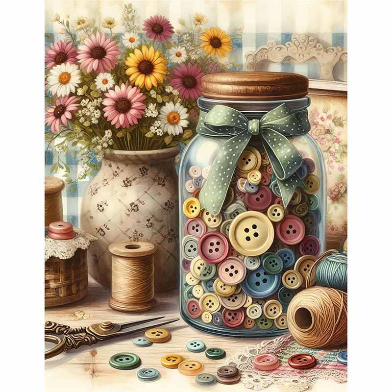 Diamond Painting-Vintage Nähzimmer