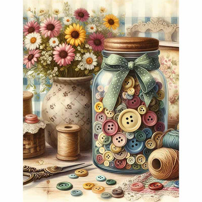 Diamond Painting-Vintage Nähzimmer