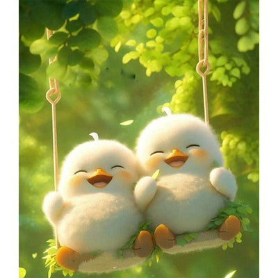 Diamond Painting-Vogel auf der Schaukel