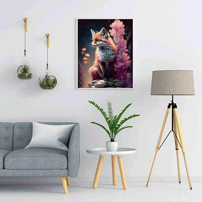 Diamond Painting-Waldfuchs zwischen Blüten