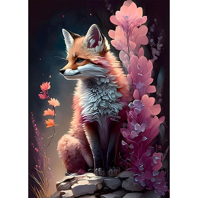 Diamond Painting-Waldfuchs zwischen Blüten