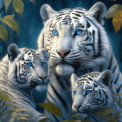 Diamond Painting-Weiße Tigerfamilie - Jetzt bei diamondspainting kaufen