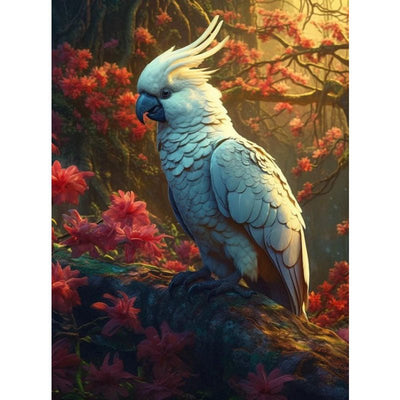 Diamond Painting-Weißer Kakadu auf Ast