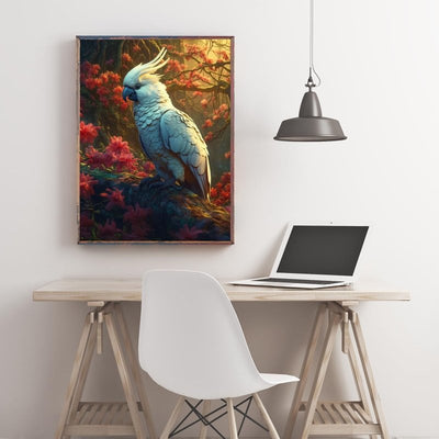 Diamond Painting-Weißer Kakadu auf Ast