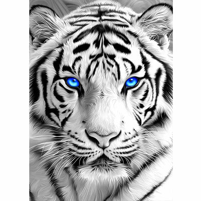 Diamond Painting-Weißer Tiger mit blauen Augen