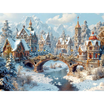 Diamond Painting-Wintermärchen am Fluss