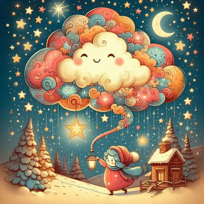 Diamond Painting-Wolken und Mädchen - Jetzt bei diamondspainting kaufen