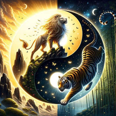 Diamond Painting-Yin-Yang-Löwe-Tiger - Jetzt bei diamondspainting kaufen