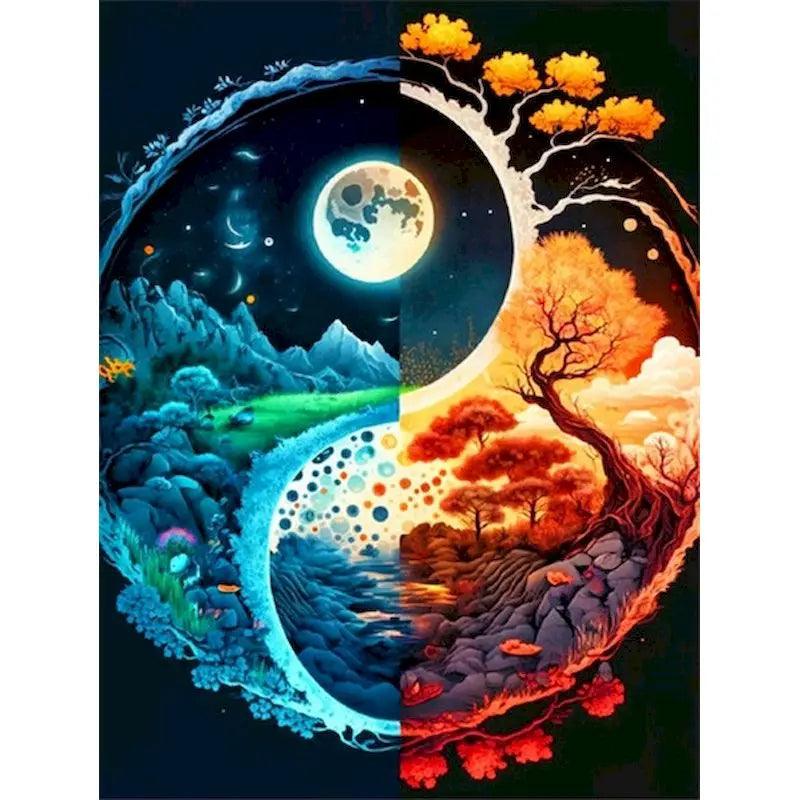 Diamond Painting - Yin - Yang - Sonne und Mond - diamondspainting