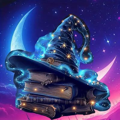 Diamond Painting-Zauberhut und Bücher