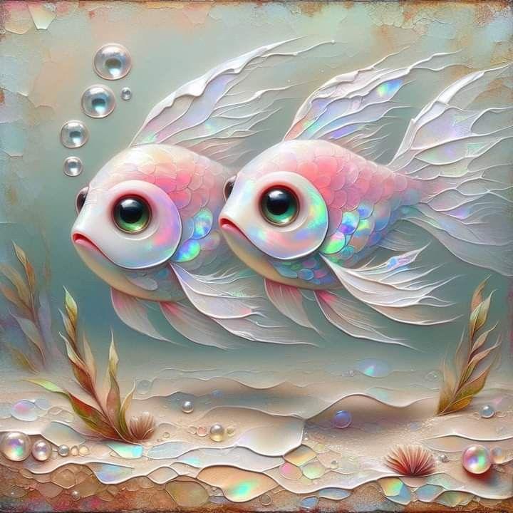 Diamond Painting - Zwei bunte kleine Fische - diamondspainting