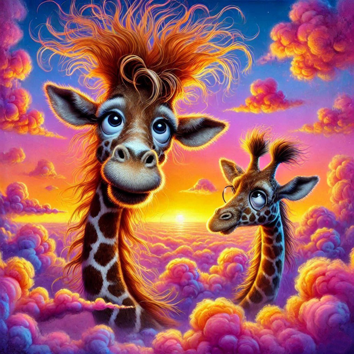 Diamond Painting - Zwei Giraffen auf den Wolken - diamondspainting